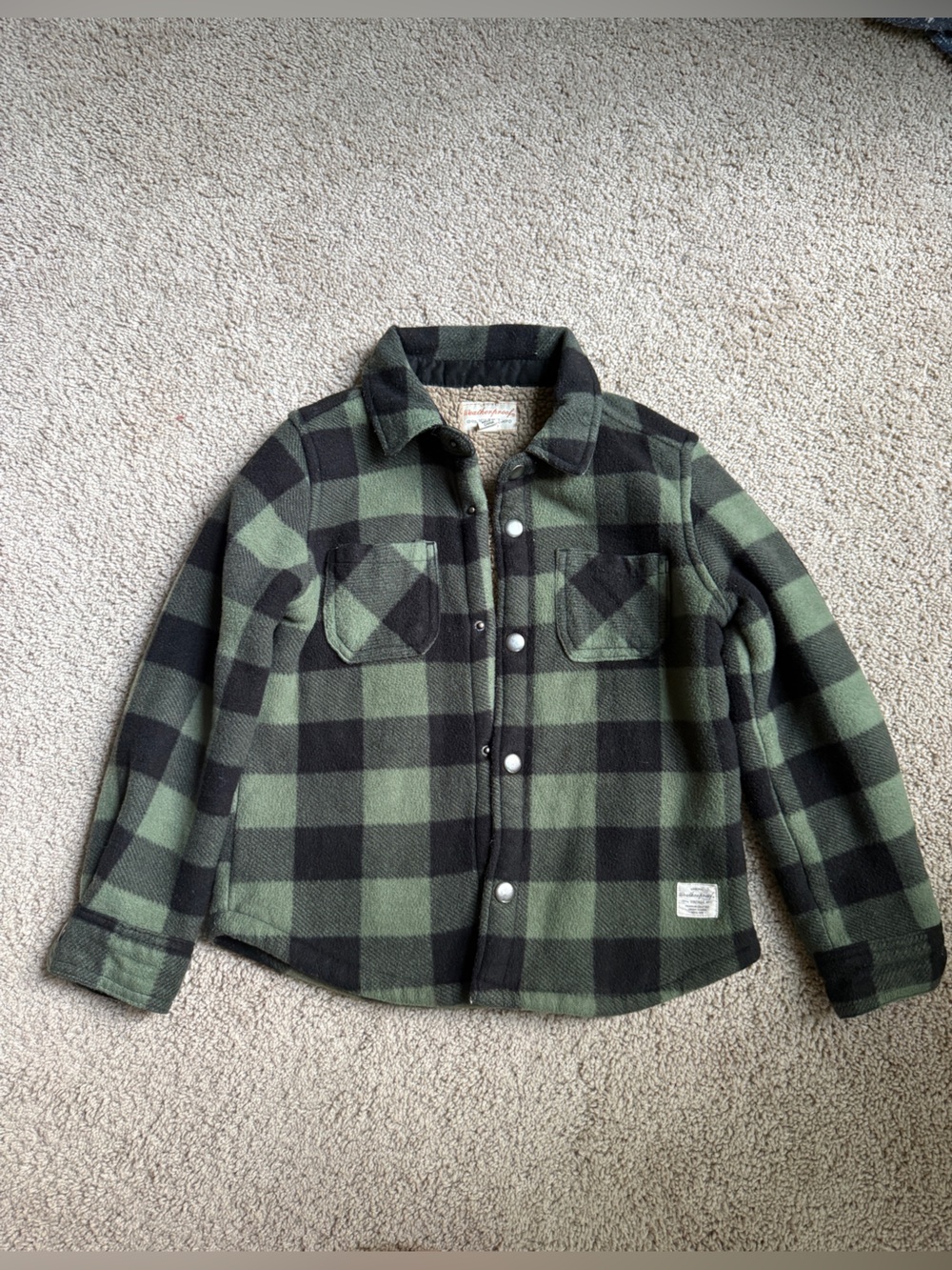 Weatherproof Kids Olive and Black Buffalo Plaid Pea Coat